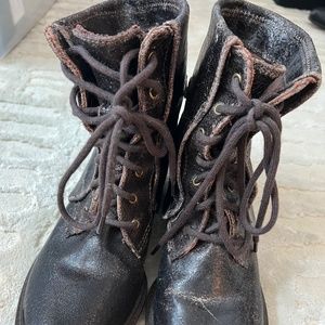 MIA Limited Edition 7.5 Brown Distressed Ankle Harness Heel Moto Boots